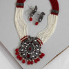 Maroon Color American Diamond Necklaces Set (CZN329MRN)