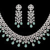 Pista Green Color Monalisa Stone American Diamond Necklaces Set (CZN348PGRN)