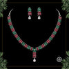 Maroon & Green Color American Diamond Necklaces Set  (CZN359MG)