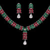 Maroon & Green Color American Diamond Necklaces Set  (CZN359MG)