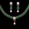Green Color American Diamond Rose Gold Necklaces Set  (CZN363GRN)