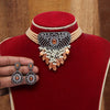 Peach Color American Diamond Choker Necklaces Set (CZN471PCH)