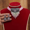 Pink Color Monalisa Stone American Diamond Choker Necklaces Set (CZN471PNK)