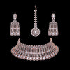 White Color American Diamond Choker Rose Gold Brass Necklaces Set (CZN491WHT)
