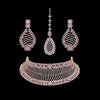 White Color American Diamond Choker Rose Gold Brass Necklaces Set (CZN492WHT)