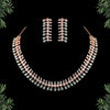 Pista Green Color American Diamond Rose Gold Necklaces Set (CZN506PGRN)