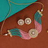 Pink & Rama Green Color American Diamond Necklaces Set (CZN519PNKRGRN)