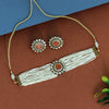 Orange Color American Diamond Necklace Set (CZN525ORG)