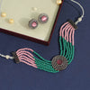 Rama Green & Pink Color American Diamond Choker Necklace Set (CZN555RGRNPNK)