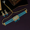 Firozi Color American Diamond Choker Necklaces Set (CZN557FRZ)
