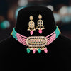 Pink & Rama Green Color American Diamond Choker Necklaces Set (CZN557PNKRGRN)