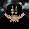 Pink Color American Diamond Choker Necklaces Set (CZN557PNK)