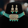 Rama Green Color American Diamond Choker Necklaces Set (CZN557RGRN)