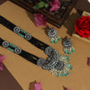 Pista Green & Black Color Premium Black Metal Monalisa & AD Stone Brass Necklace Set (CZN561PGRNBLK)