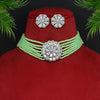 Pista Green Color American Diamond Choker Necklace Set (CZN565PGRN)