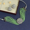 Pista Green Color American Diamond Choker Necklace Set (CZN565PGRN)