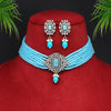 Firozi Color American Diamond Choker Necklace Set (CZN566FRZ)