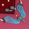 Firozi Color American Diamond Choker Necklace Set (CZN566FRZ)