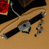 Black Color Black Silver Brass American Diamond Choker Necklace Set (CZN573BLK)
