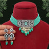 Rama Green Color American Diamond Choker Necklace Set (CZN573RGRN)