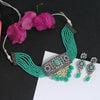 Rama Green Color American Diamond Choker Necklace Set (CZN573RGRN)