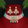 Pink & Rama Green Color American Diamond Choker Necklace Set (CZN574PNKRGRN)