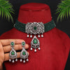 Green Color American Diamond Choker Necklace Set (CZN580GRN)