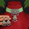 Parrot Green Color American Diamond Choker Necklace Set (CZN580PGRN)
