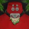 Green Color Monalisa Stone American Diamond Choker Necklace Set (CZN581GRN)