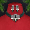 Green Color American Diamond Choker Necklace Set (CZN582GRN)