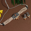 Peach Color American Diamond Choker Necklace Set (CZN582PCH)
