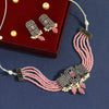 Pink Color American Diamond Choker Necklace Set (CZN582PNK)