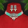 Rama Green & Pink Color American Diamond Choker Necklace Set (CZN582RGRNPNK)