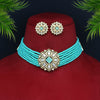 Rama Green Color American Diamond Choker Necklace Set (CZN585RGRN)