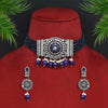 Blue Color American Diamond Choker Necklace Set (CZN586BLU)