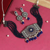 Blue Color American Diamond Choker Necklace Set (CZN586BLU)