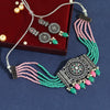 Rama Green & Pink Color American Diamond Choker Necklace Set (CZN586RGRNPNK)