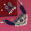 Blue Color American Diamond Choker Necklace Set (CZN587BLU)