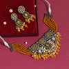 Yellow Color American Diamond Choker Necklace Set (CZN587YLW)