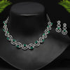 Green Color Premium American Diamond Necklace Set (CZN598GRN)