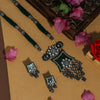 Green Color Premium Black Metal AD Stone Brass Necklace Set (PCZN615GRN)