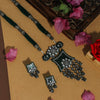 Green Color Premium Black Metal AD Stone Brass Necklace Set (CZN615GRN)