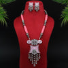 Pink Color Premium Black Metal AD Stone Brass Necklace Set (CZN615PNK)