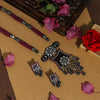 Rani Color Premium Black Metal AD Stone Brass Necklace Set (CZN615RNI)