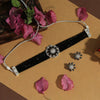 Black Color Choker Premium American Diamond Necklace Set (PCZN617BLK)