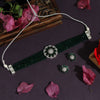 Green Color Choker Premium American Diamond Necklace Set (CZN617GRN)