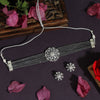 Gray Color Choker Premium American Diamond Necklace Set (CZN617GRY)