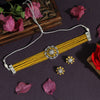 Yellow Color Choker Premium American Diamond Necklace Set (CZN617YLW)