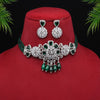 Green Color Choker Premium American Diamond Necklace Set (CZN618GRN)