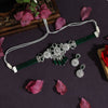 Green Color Choker Premium American Diamond Necklace Set (CZN618GRN)